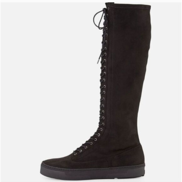 Stuart Weitzman Downtown Lace-Up Suede Tall Boot - Picture 15 of 16